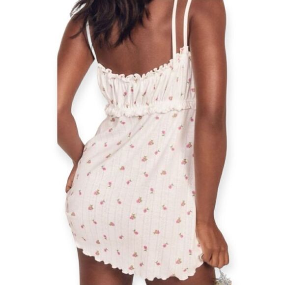 For Love & Lemons Women’s Size M White Pink Floral Blossom Pointelle Sli… - Picture 3 of 7